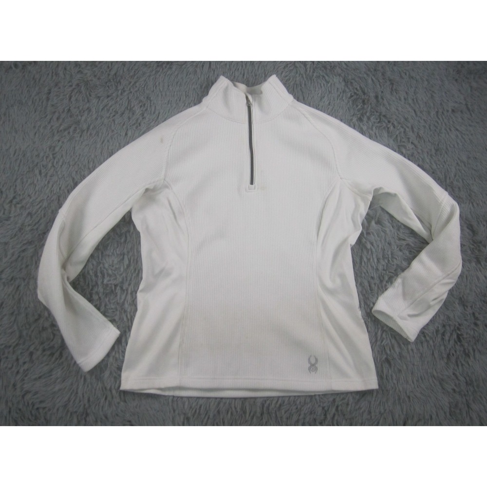 Spyder‎ Sweater Womens Large White Full Zip Up Ladies Fleece Mock Neck Core